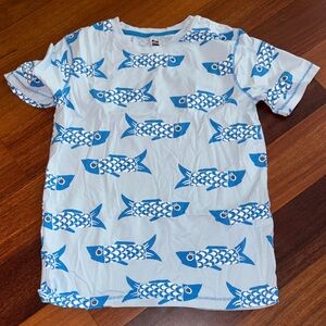 Tea Collection Blue Fish Print Kids Tee